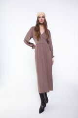 Slowlove Vestido fluido de jacquard Marr&oacute;n