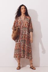 Cortefiel Caftan estampado amplio Estampado naranja