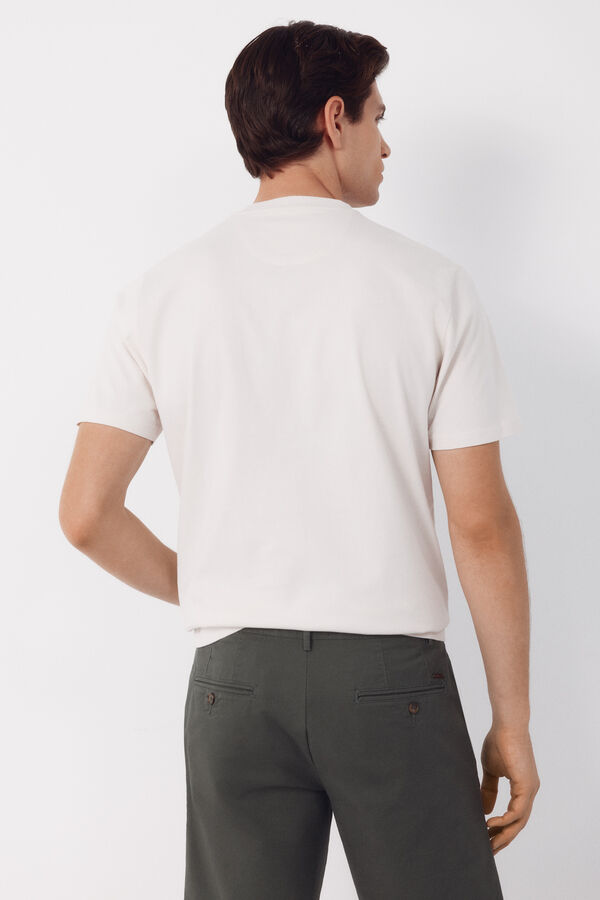 Cortefiel Camiseta bordado Marfil