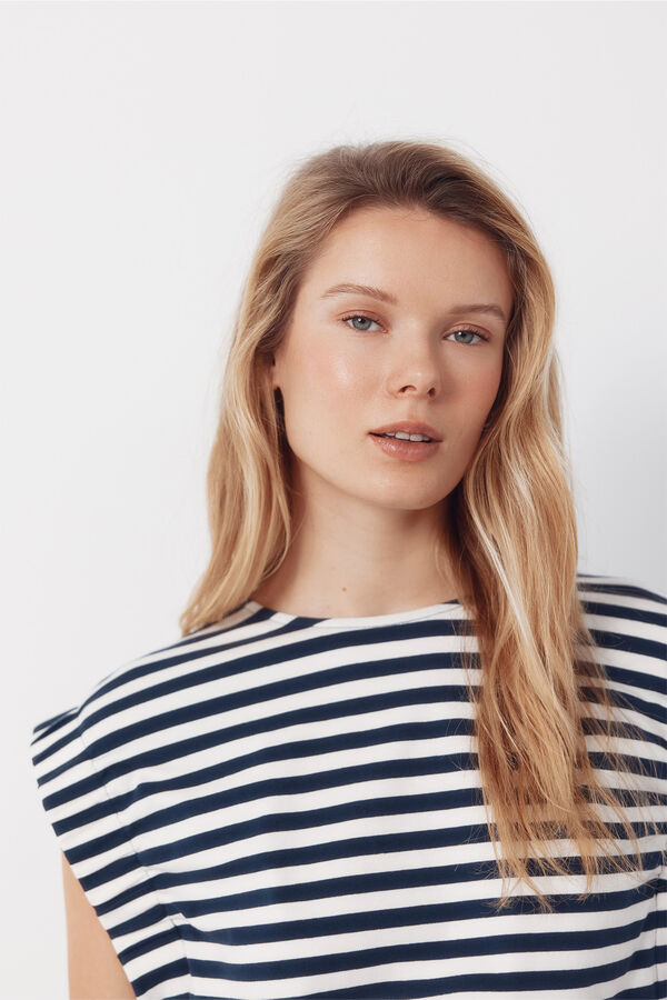 Cortefiel Playera con frunce en la sisa Estampado azul