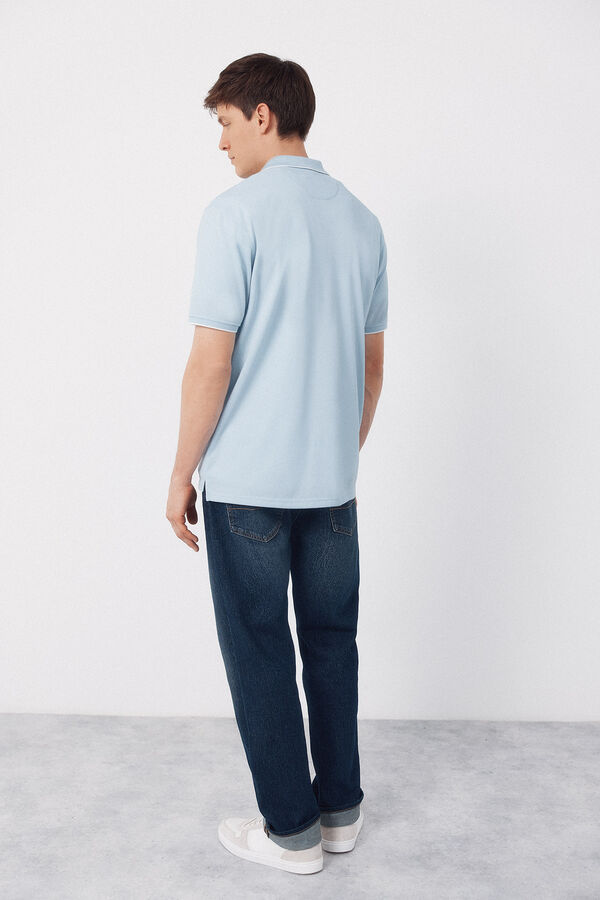 Cortefiel Polo COOLMAX&reg; cuello jacquard Azul