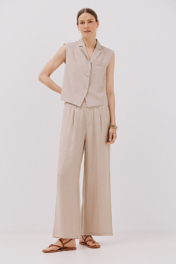 Cortefiel Chaleco de cuello solapa Arena