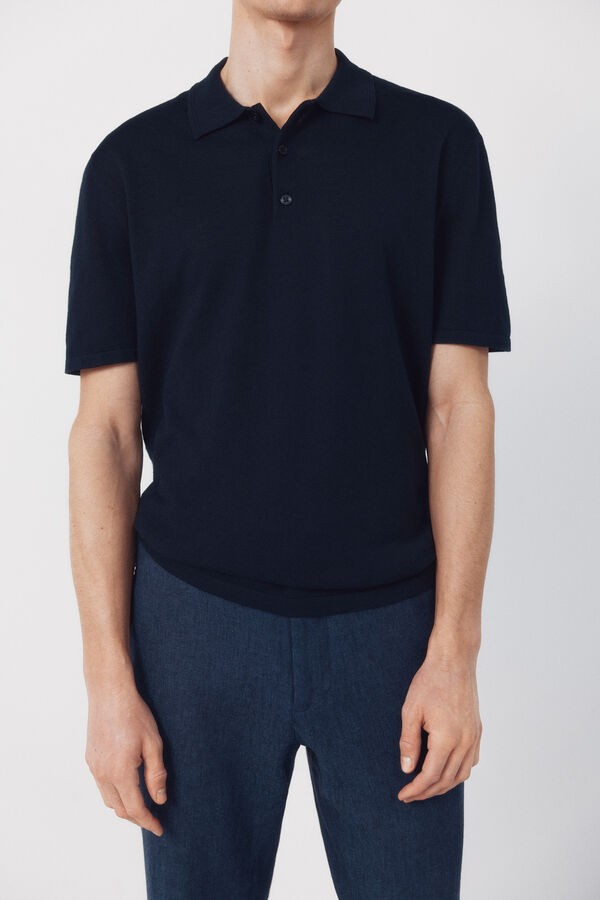 Cortefiel Jersey polo manga corta algod&oacute;n Azul marino