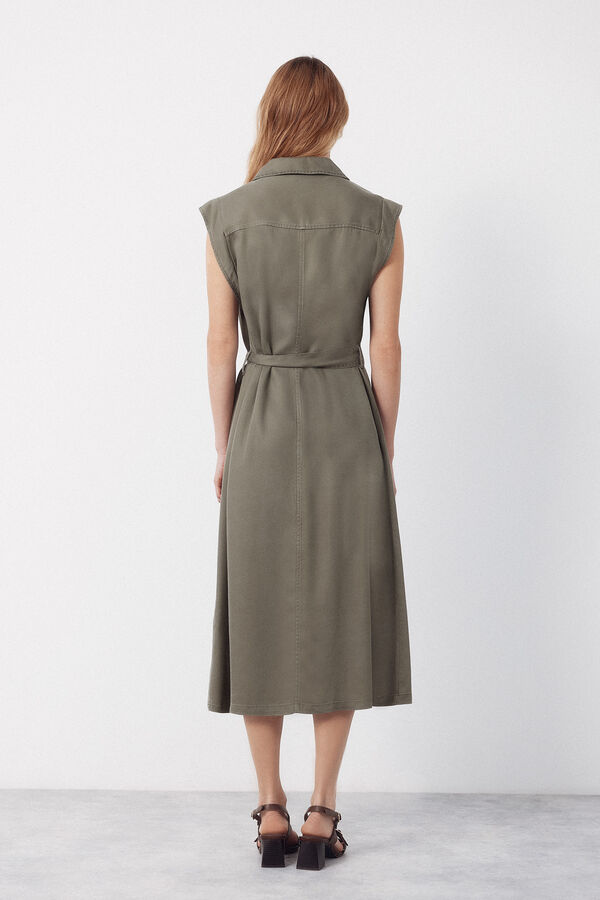 Cortefiel Vestido cargo de tencel Kaki