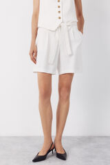 Cortefiel Pantal&oacute;n bermuda de lino Marfil