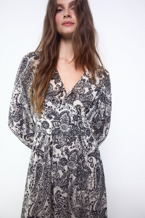 Slowlove Vestido fluido de jacquard Estampado blanco