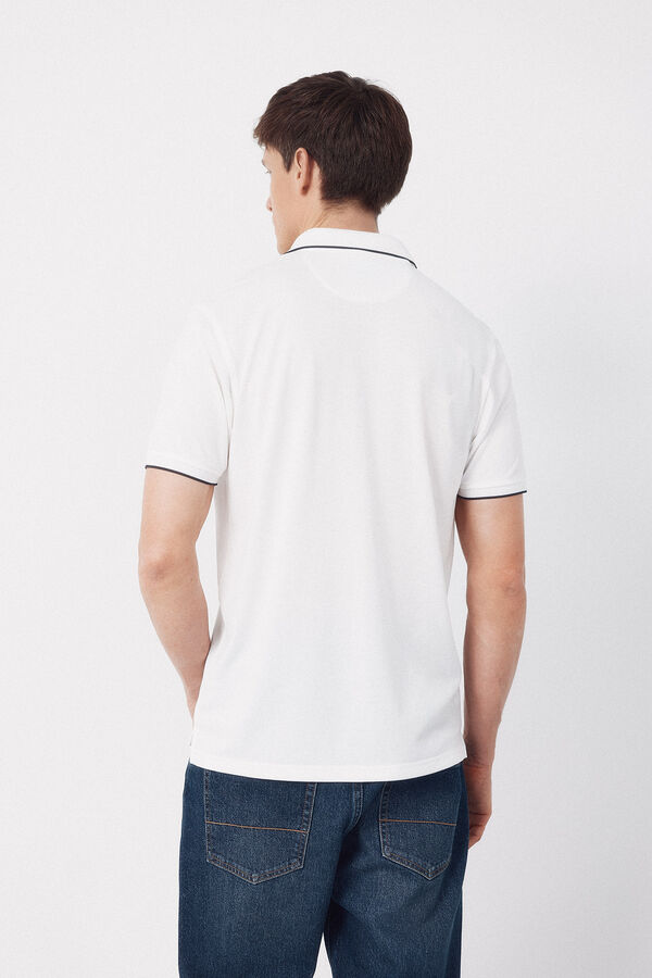 Cortefiel Polo COOLMAX&reg; cuello jacquard Blanco