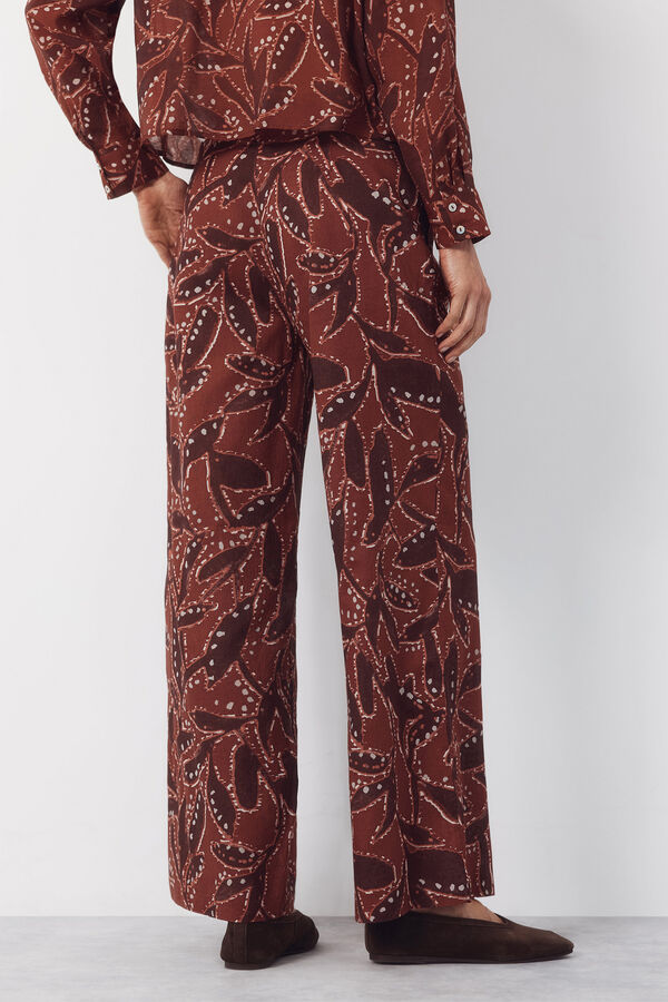 Cortefiel Pantal&oacute;n de lino estampado Arena