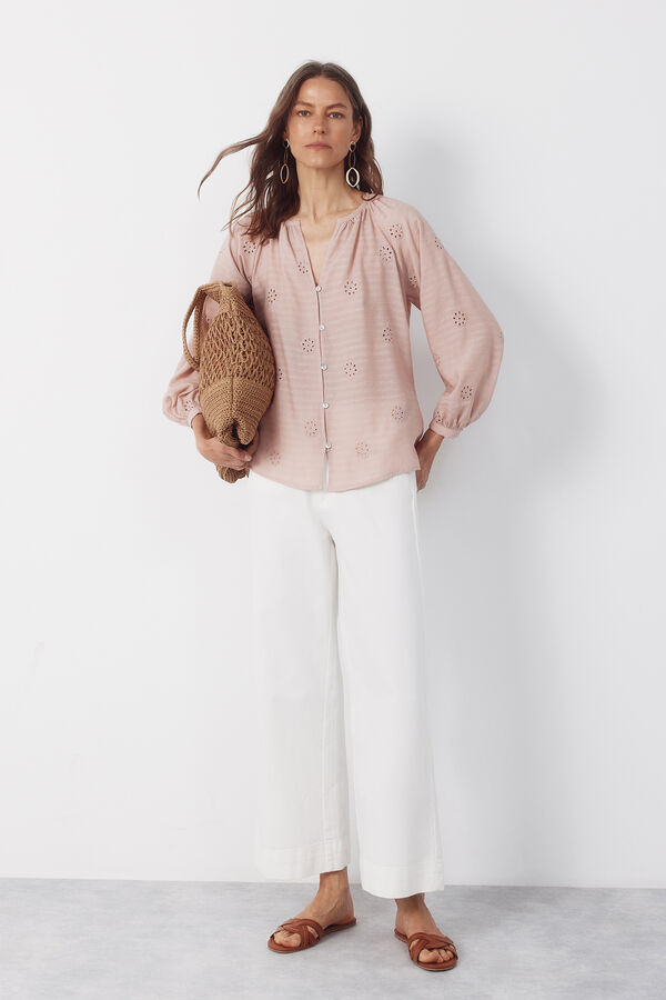 Cortefiel Blusa con bordados Rosa