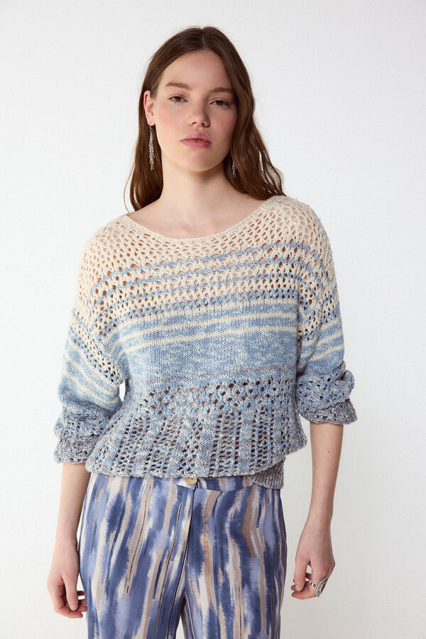 Slowlove Su&eacute;ter de punto con efecto degradado Azul