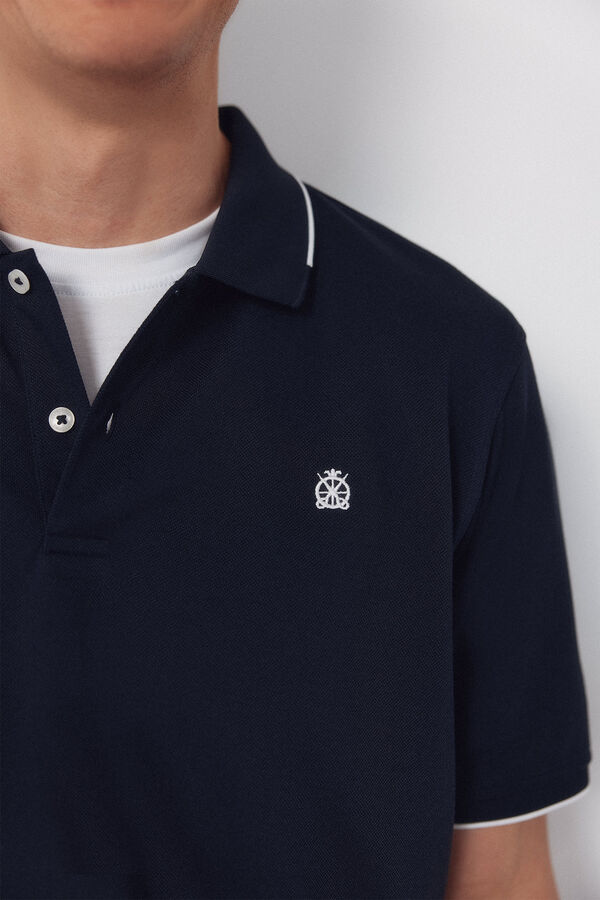 Cortefiel Polo COOLMAX&reg; cuello jacquard Azul marino