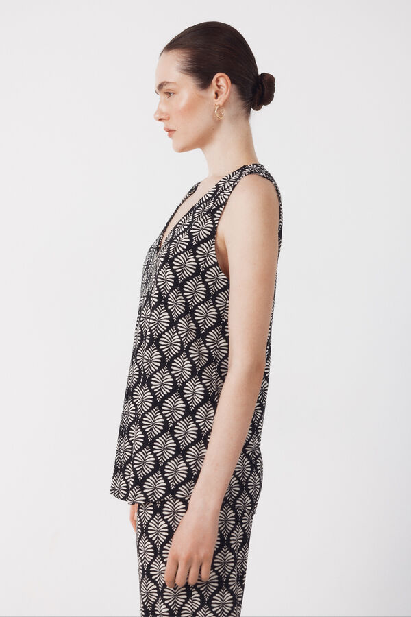 Cortefiel Top largo con pliegues Estampado gris