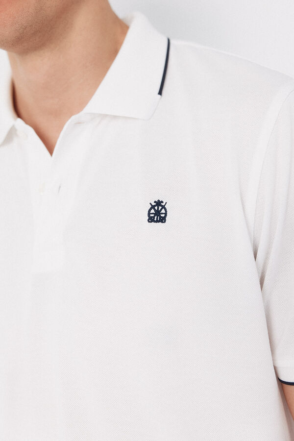 Cortefiel Polo COOLMAX&reg; cuello jacquard Blanco