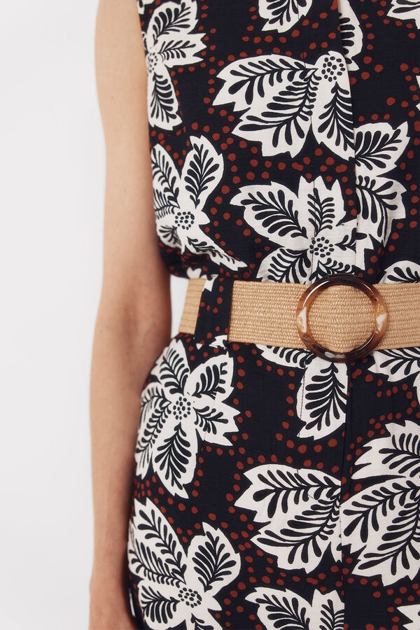 Cortefiel Jumpsuit con cintur&oacute;n Estampado marr&oacute;n