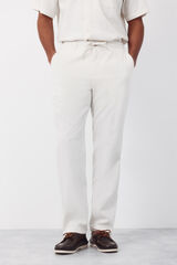 Cortefiel Pantal&oacute;n con gomas y cordones regular Marfil
