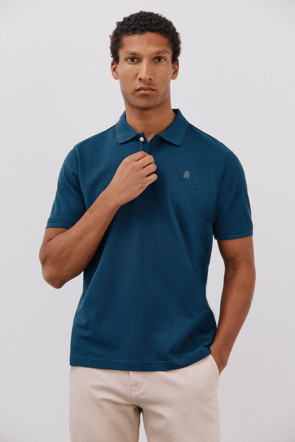 Cortefiel Polo b&aacute;sico de piqu&eacute; Azul oscuro