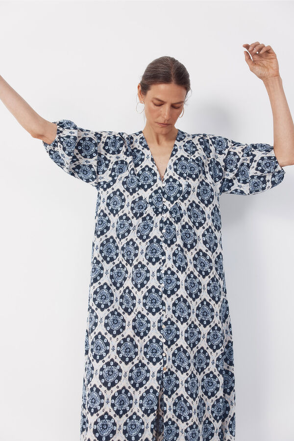 Cortefiel Vestido largo Estampado azul