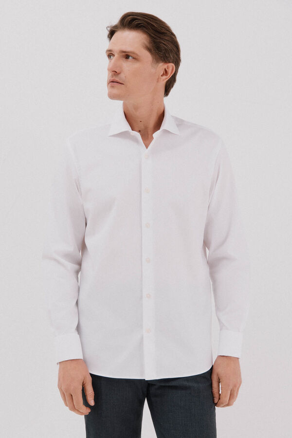 Cortefiel Camisa gemelos slim fit f&aacute;cil plancha Blanco