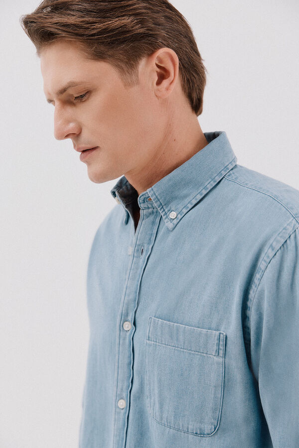 Cortefiel Camisa vaquera Azul