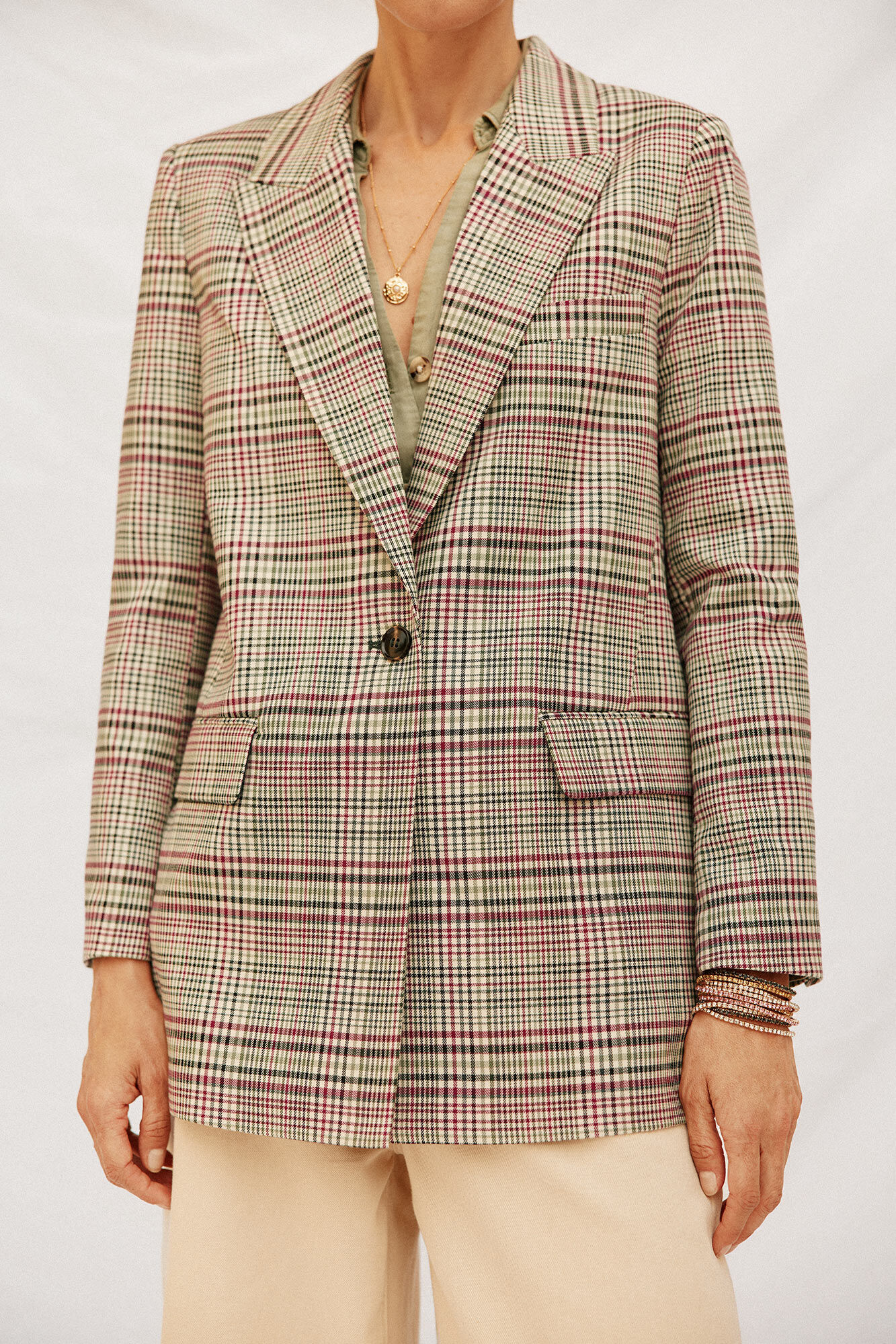 Cortefiel Blazer mujer de tejido a cuadros