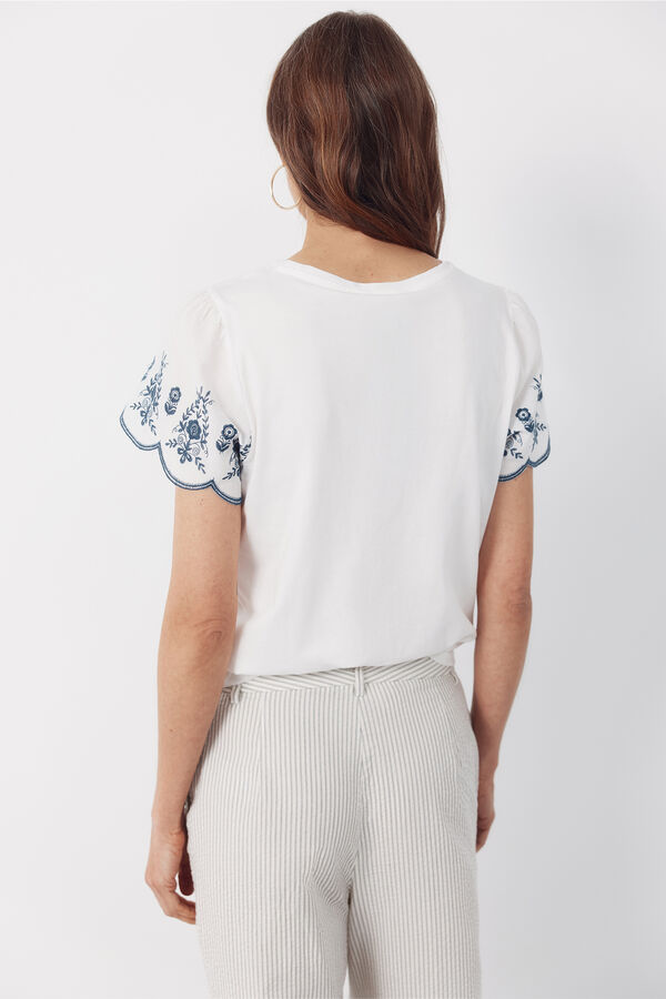 Cortefiel Playera bordada manga Azul