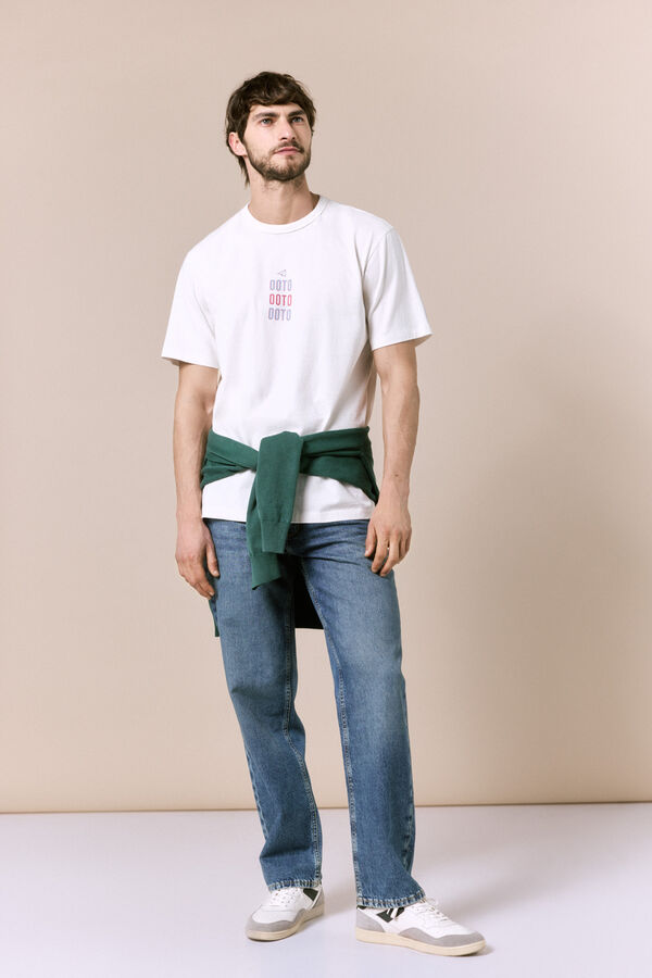 OOTO Camiseta lavada con logo Blanco