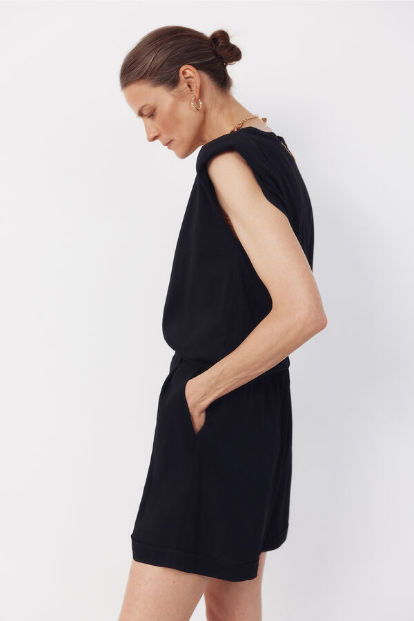 Cortefiel Playera con hombreras Negro