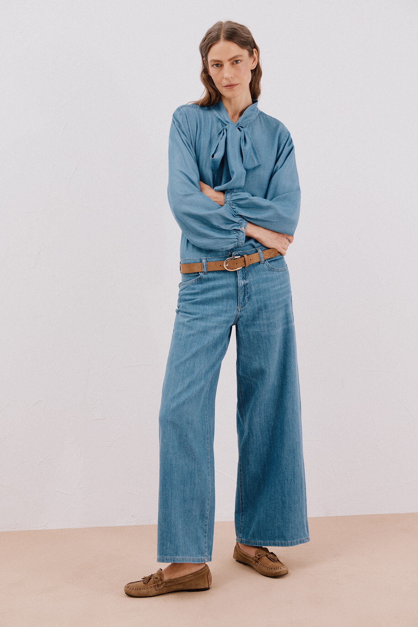 Cortefiel Camisa denim lazo