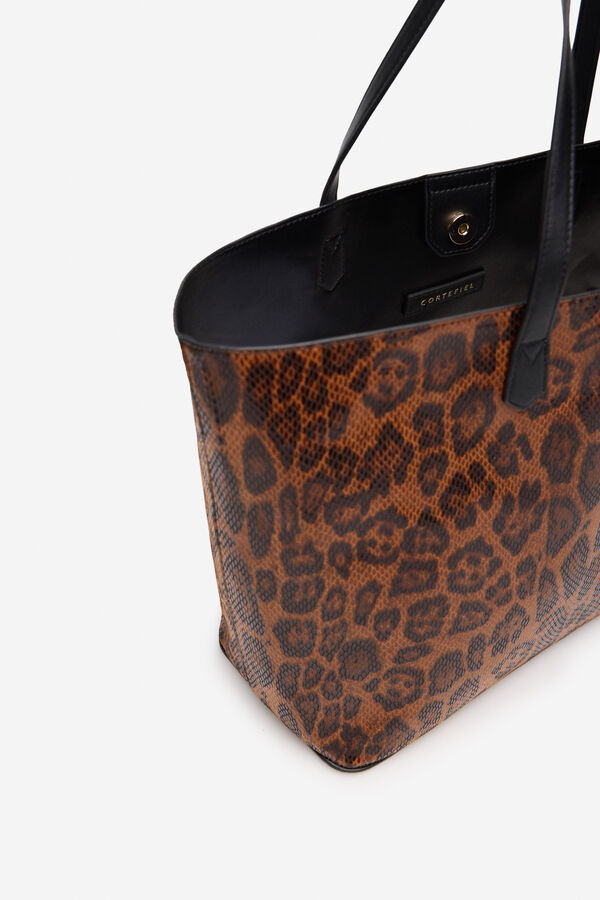 Cortefiel Bolsa shopper estampado de leopardo Estampado marr&oacute;n