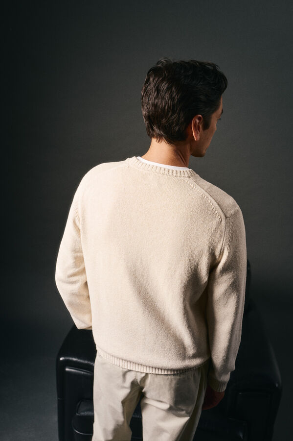 OOTO Jersey cuello redondo algod&oacute;n torzal Beige