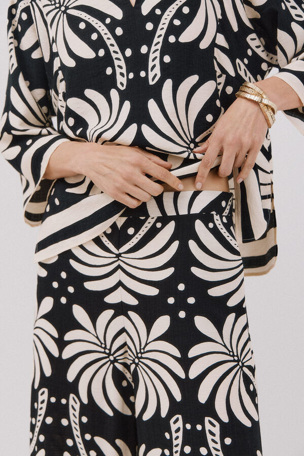 Cortefiel Pantal&oacute;n holgado estampado Estampado blanco