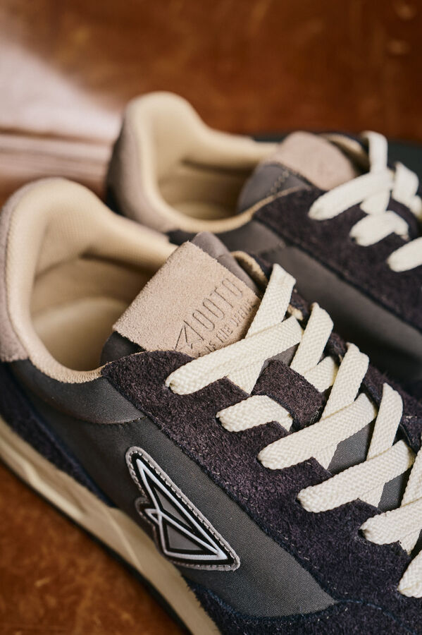 OOTO Zapatilla piel y tejido Gris