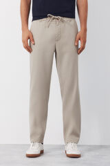 Cortefiel Pantal&oacute;n chino algod&oacute;n tencel tapered Beige