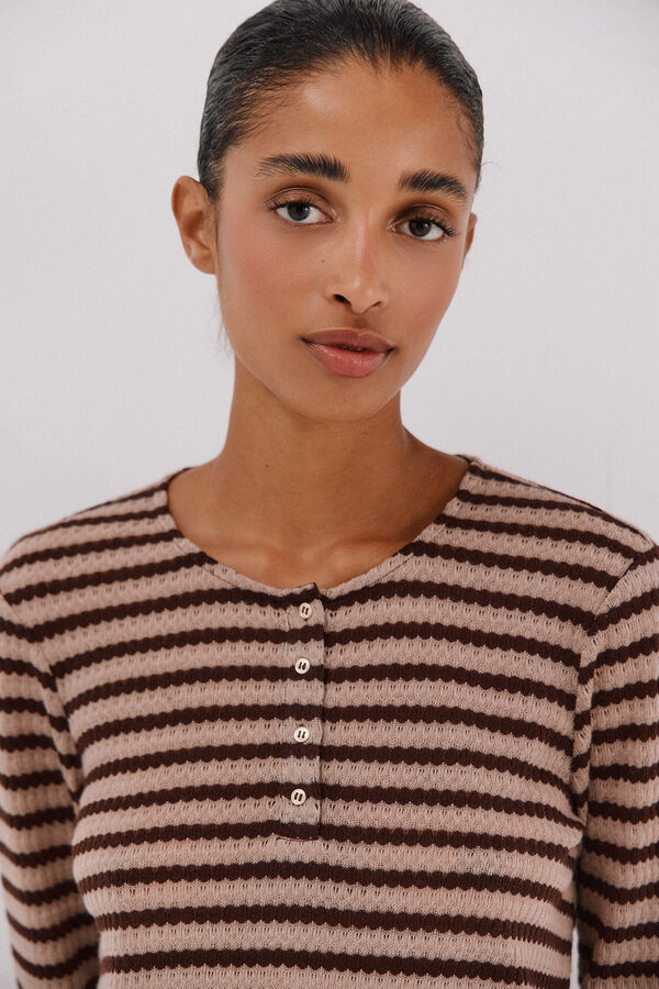 Cortefiel Top de estructura a rayas Marr&oacute;n oscuro