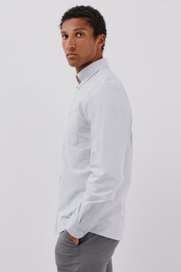 Cortefiel Camisa oxford de raya candela Azul marino