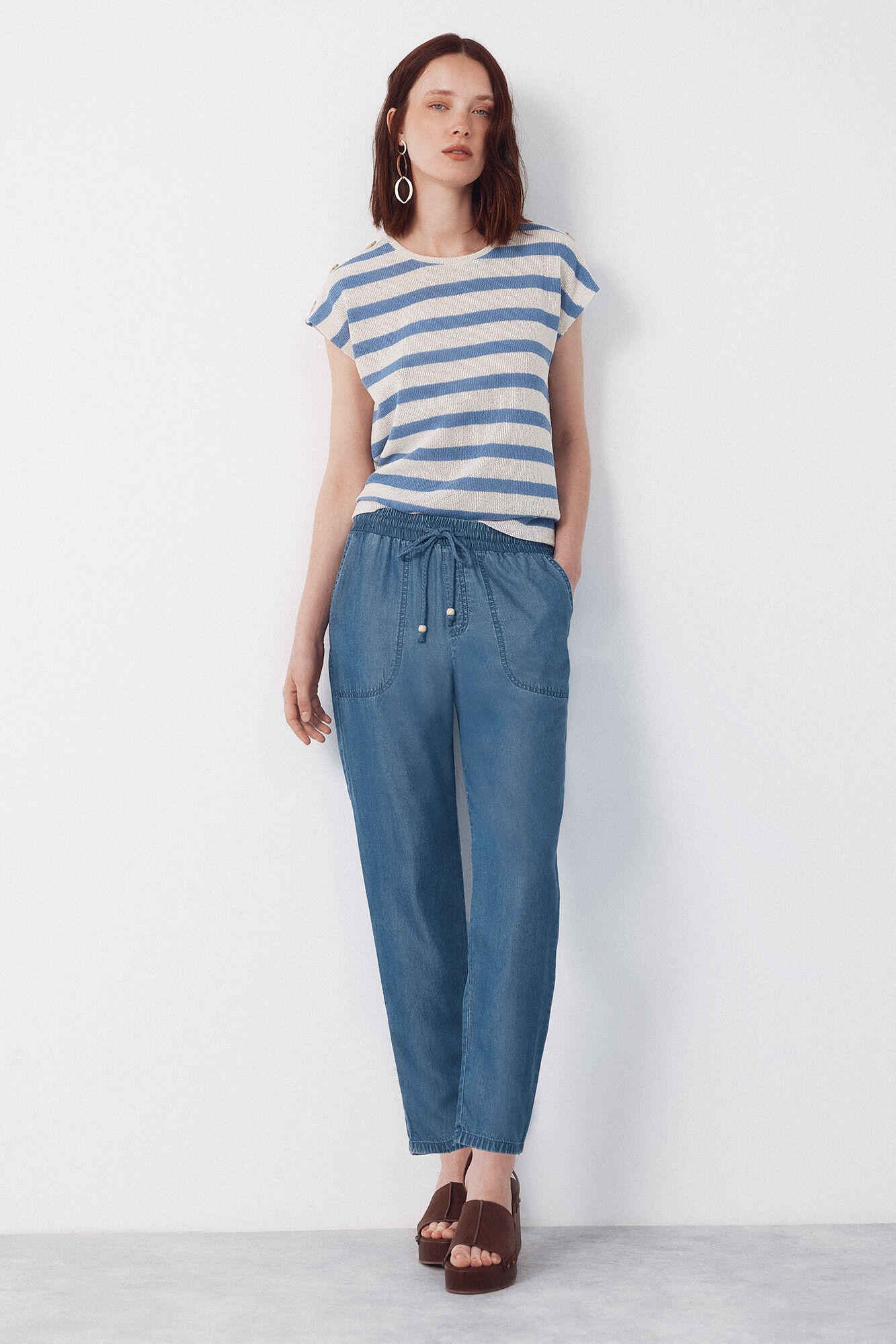 Cortefiel Pantalones fluidos de tencel