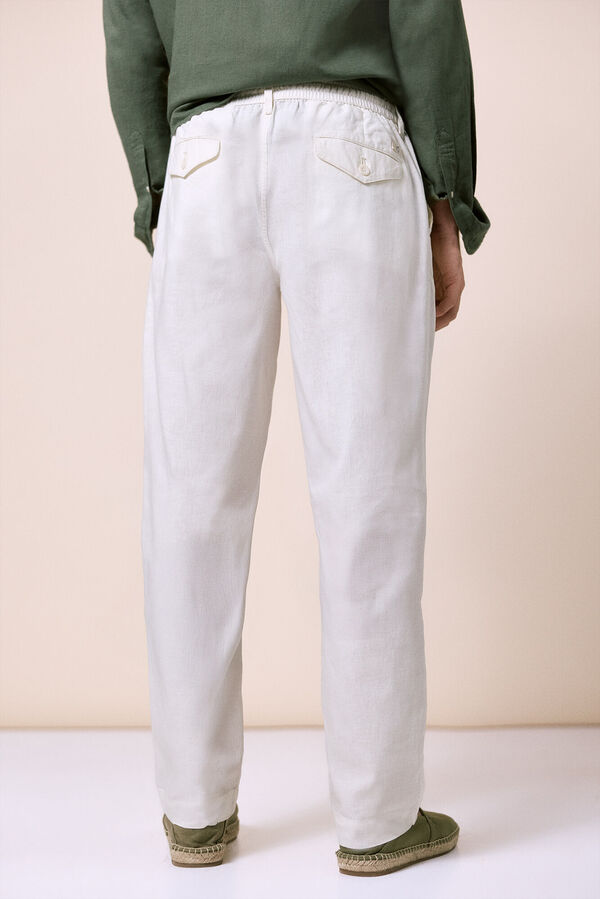 OOTO Pantal&oacute;n de lino-algod&oacute;n regular Marfil