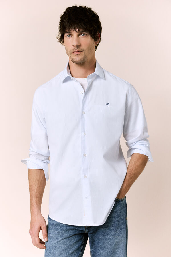 OOTO Camisa popel&iacute;n manga larga Azul