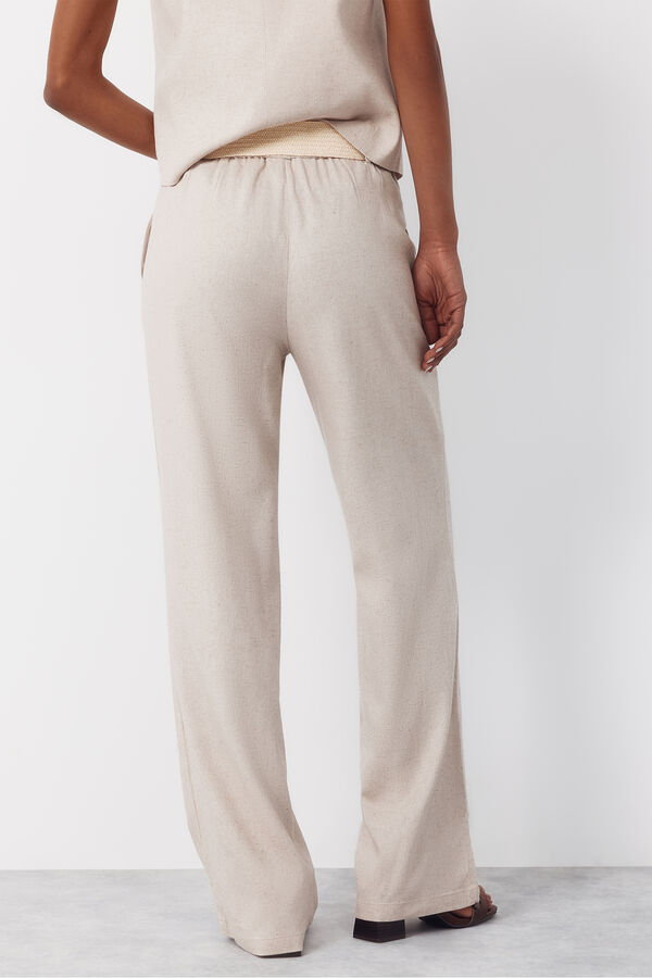 Cortefiel Pantal&oacute;n ancho de lino Arena