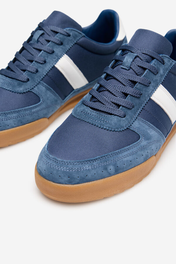 Cortefiel Zapatilla piel y textil Azul