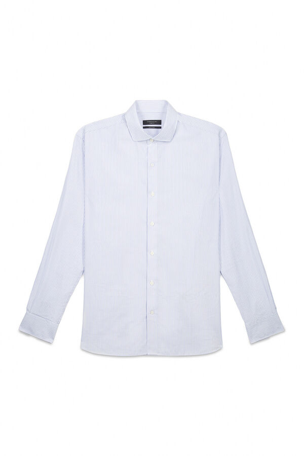 Cortefiel Camisa de vestir de rayas slim fit f&aacute;cil plancha Azul