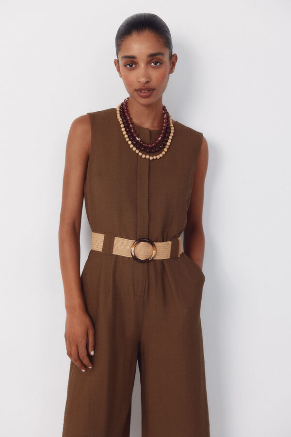 Cortefiel Jumpsuit con cintur&oacute;n Kaki