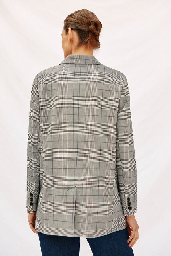 Cortefiel Blazer a cuadros Estampado gris