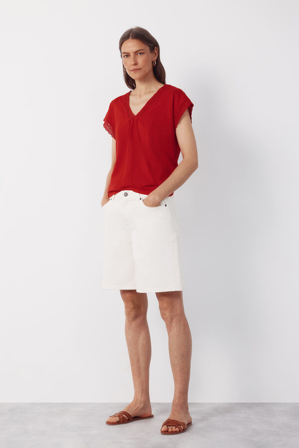 Cortefiel Playera slub pasamaner&iacute;a Rojo