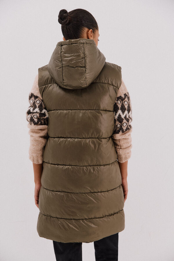 Cortefiel Chaleco largo reversible Kaki