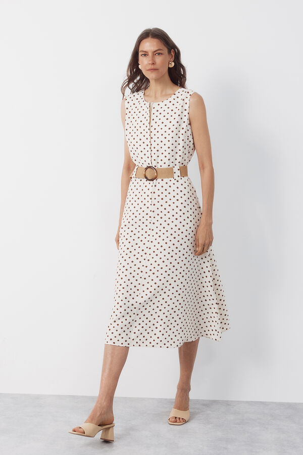 Cortefiel Vestido con vuelo Estampado blanco