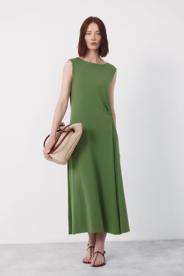 Cortefiel Vestido con nudo lateral Verde