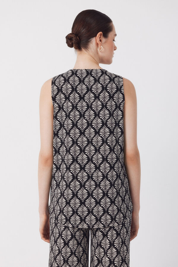 Cortefiel Top largo con pliegues Estampado gris