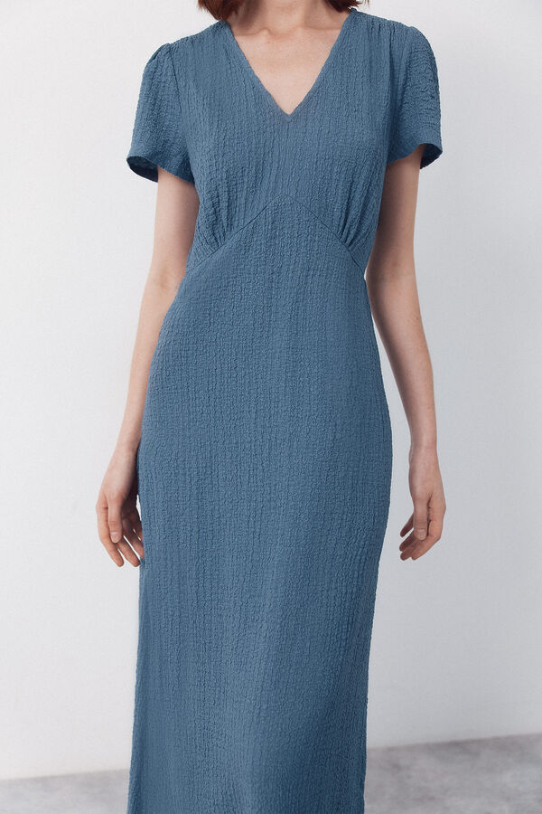Cortefiel Vestido de estructura estampado Azul marino