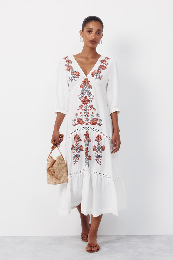 Cortefiel Bandolera de rafia con argolla Arena